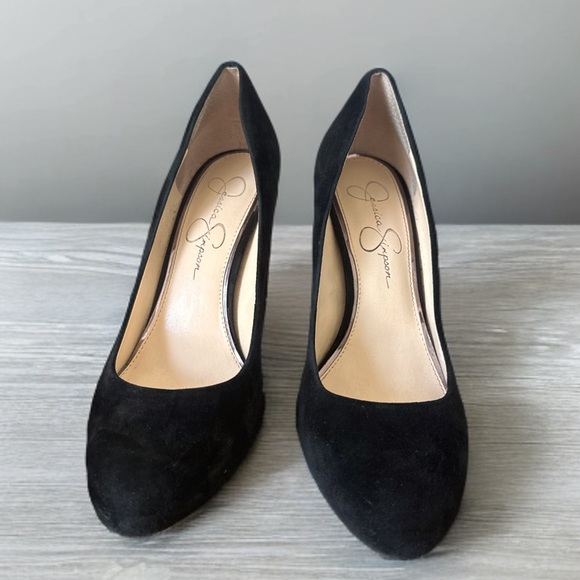 Jessica Simpson Black Suede Chunky Block Heel - Picture 3 of 3